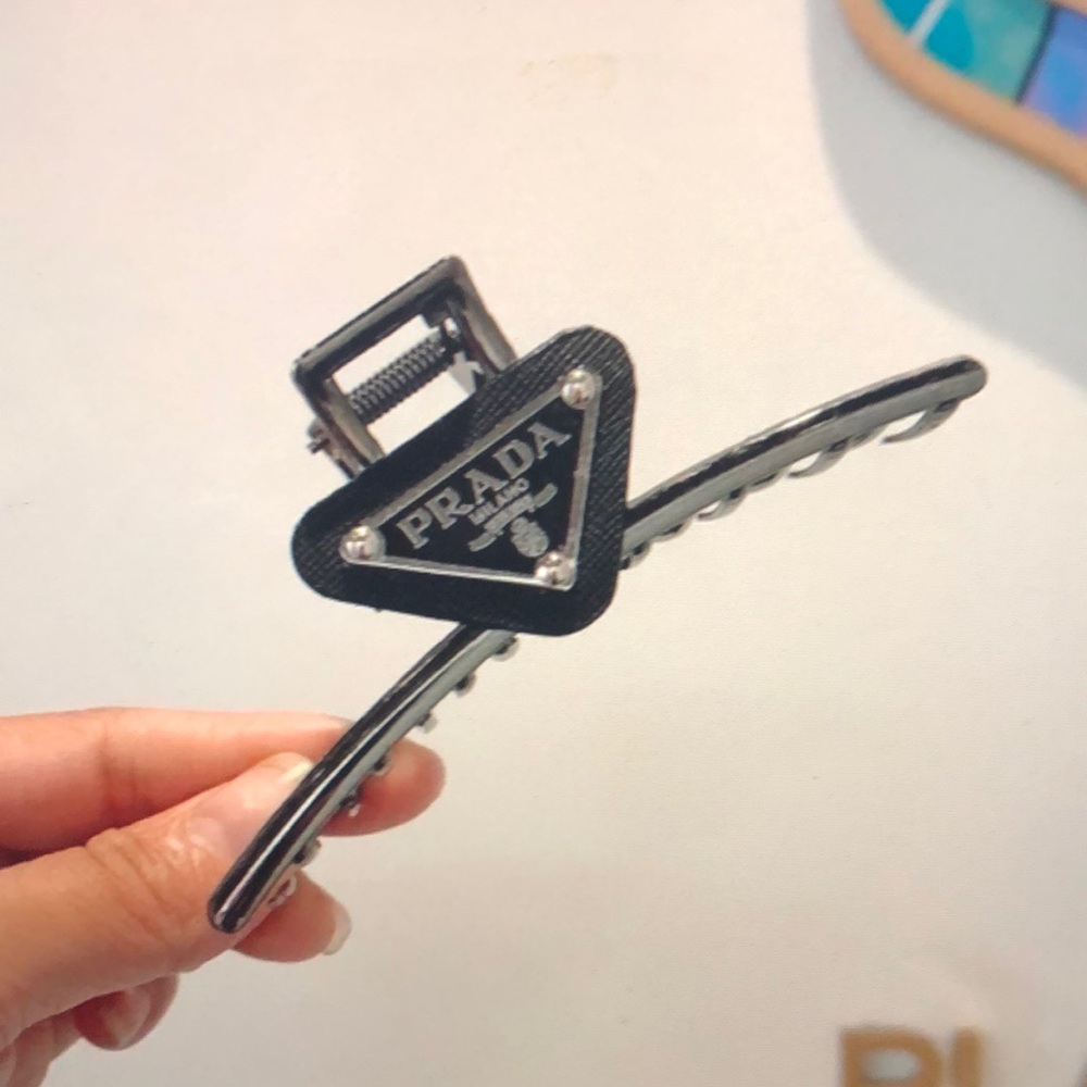 Prada Black and Silver Hair Clip